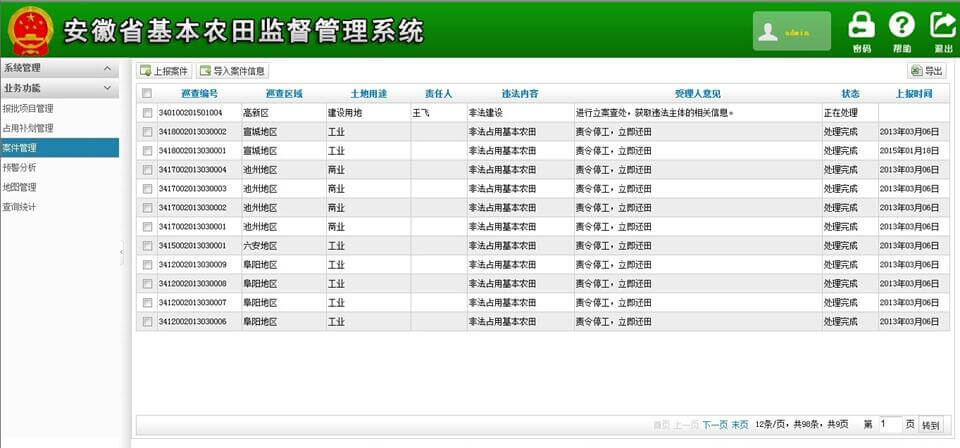 安徽省基本农田监督管理系统（省、市、县三级）