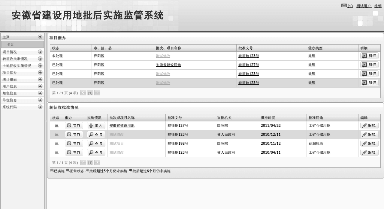 安徽省建设用地批后实施监管系统